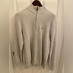 Vineyard Vines Hamilton Sweater 1/2 Half-Zip Light Gray 100% Cotton Sz. M